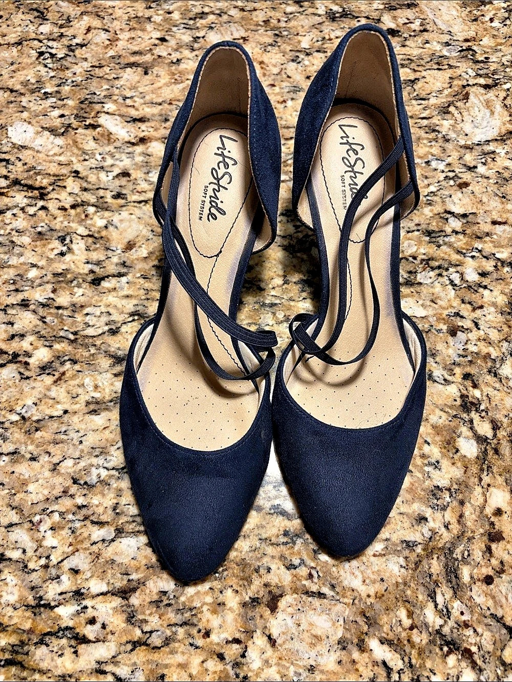 LifeStride Gallery Pump Pointed Toe Ankle Strap Heels in Blue
